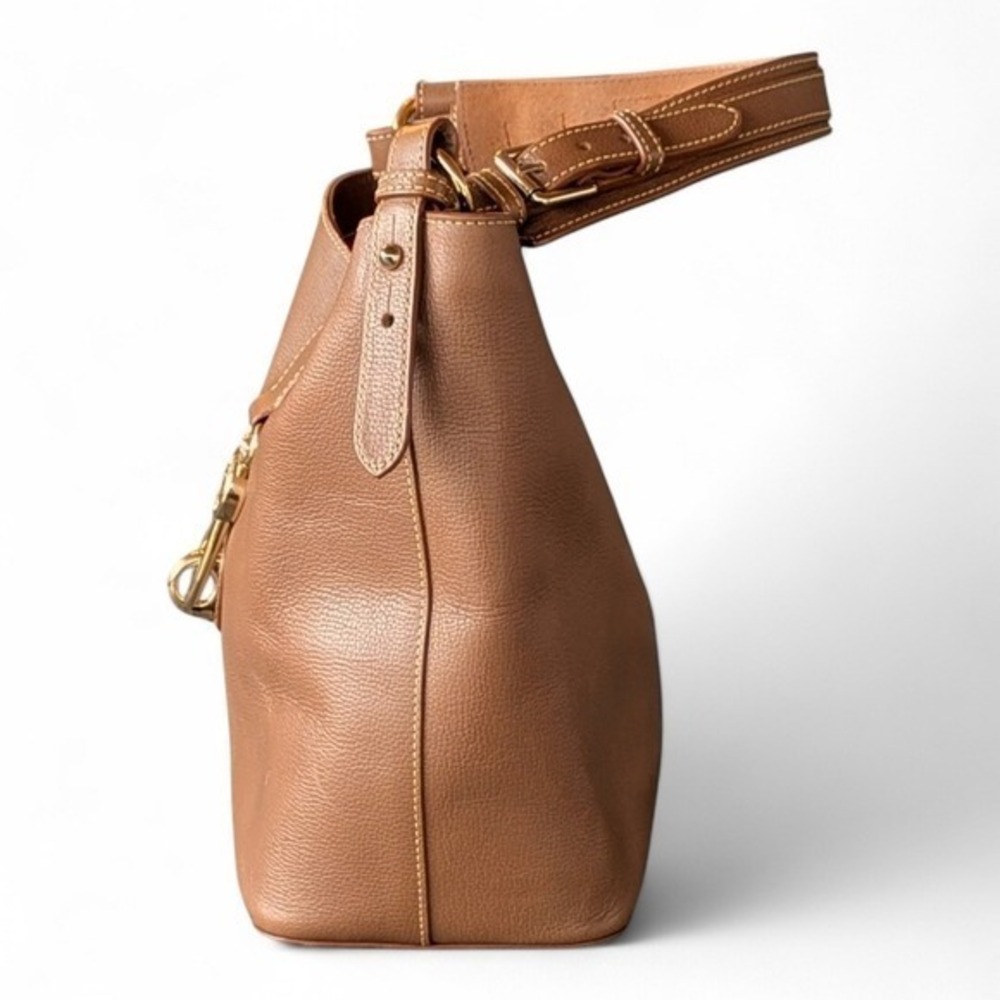 Dooney & Bourke Florentine Pebbled Leather Lily Bucket Bag Caramel - Picture 7 of 16